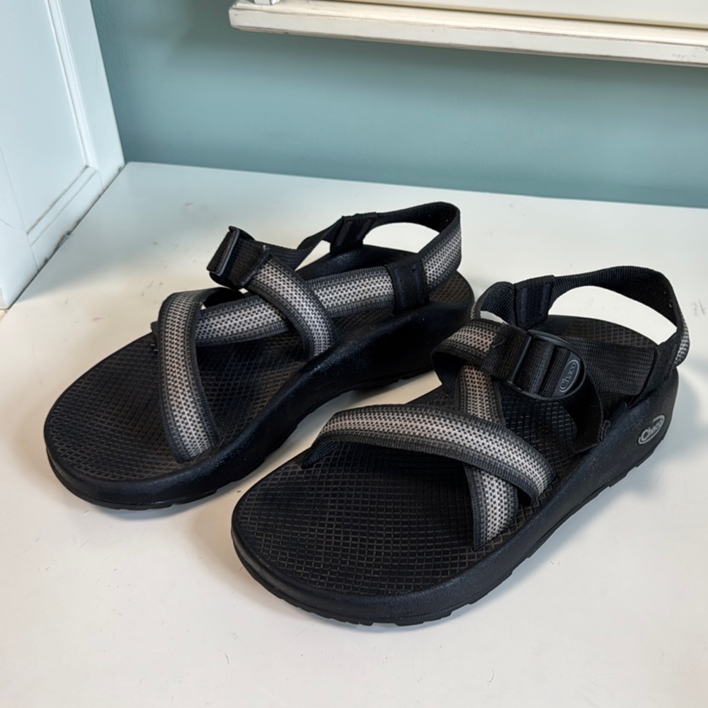 Chaco Black and Gray Outdoor Sandals with Adjustable Straps